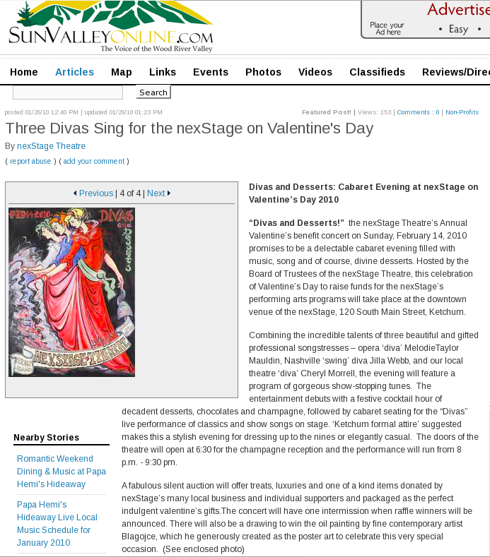 SunValleyOnLine Three Divas Sing for the nexStage on Valentine’s Day