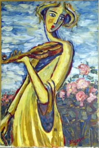 In Tune With Roses, Private Collection, Oil on Canvas, 36 x 24